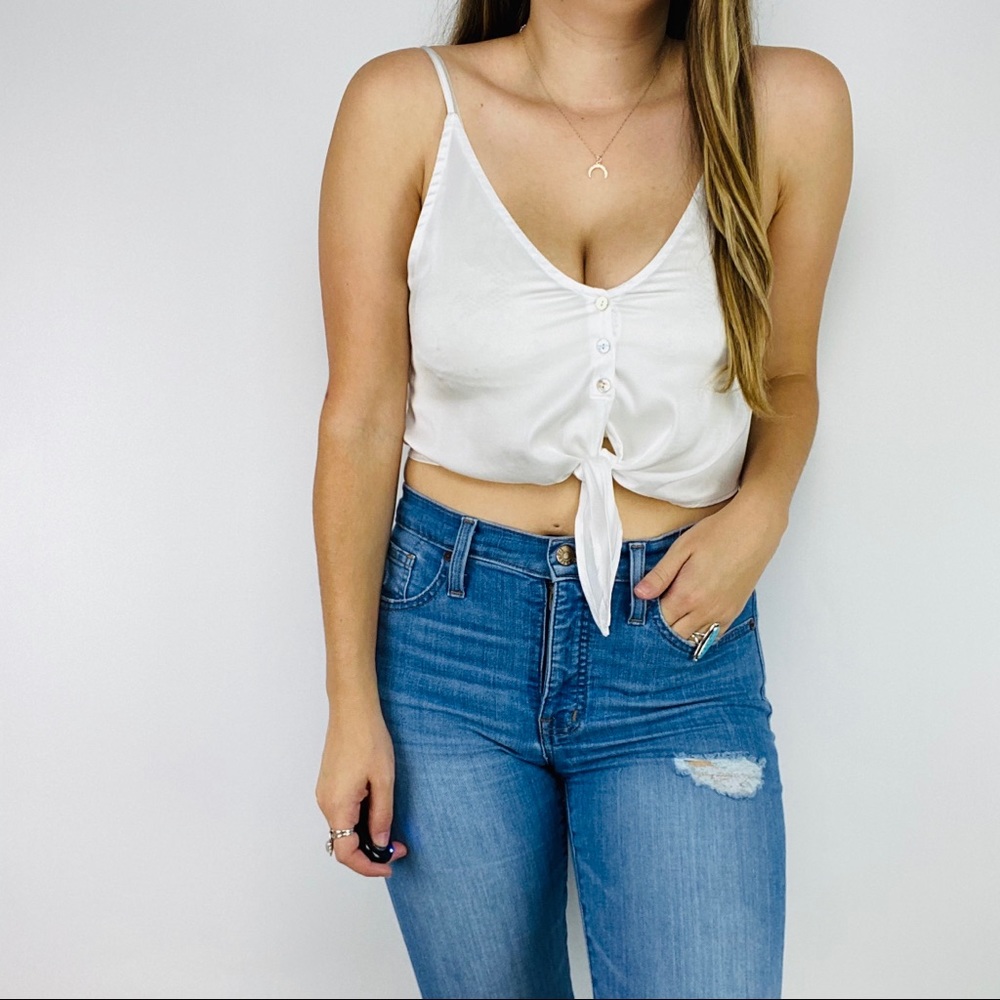 Free People white button down tie crop top XS - Picture 2 of 6